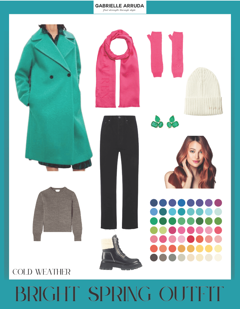 bright spring outfit idea cold weather