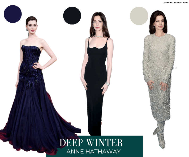 anne hathaway in deep winter colors