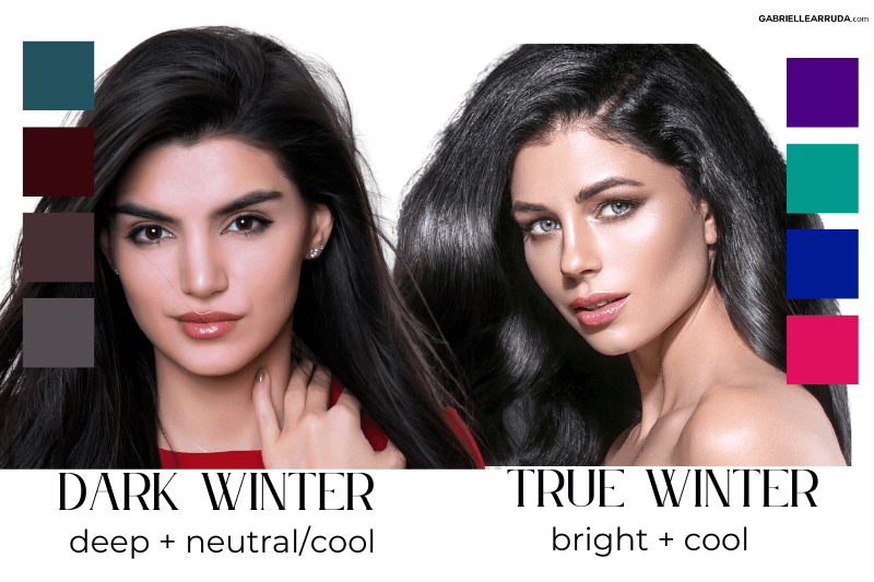 Unique to You Colour Consultation - The four types of Winter: top left:  Clear Winter, top right: True Winter, bottom left: Cool Winter, bottom  right: Deep Winter. If you know your Winter