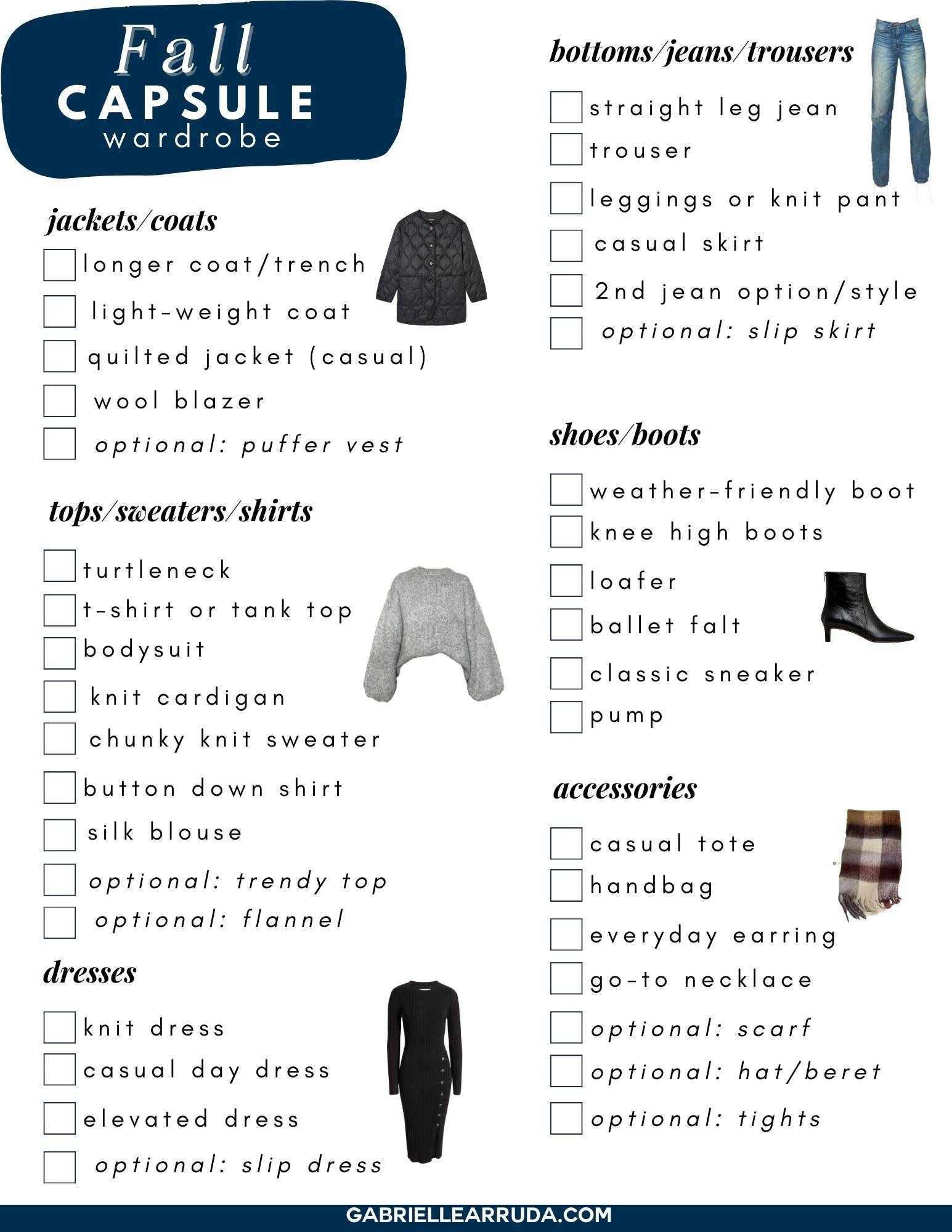 fall capsule wardrobe checklist 2023