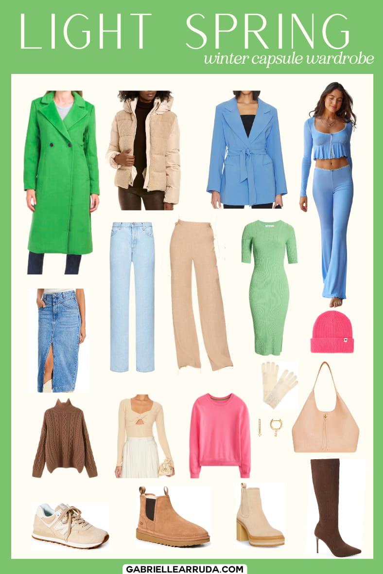 light spring capsule wardrobe for winter weather