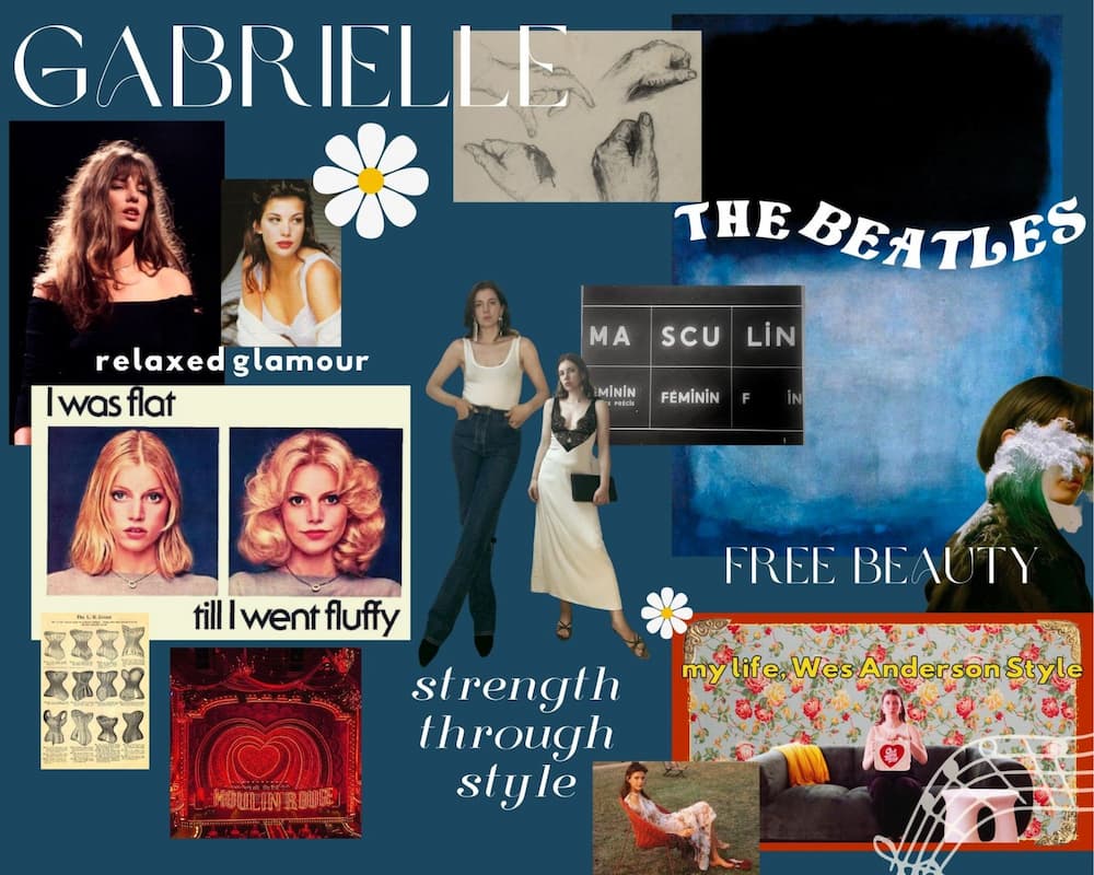 gabrielle's brand board from personal style mapping