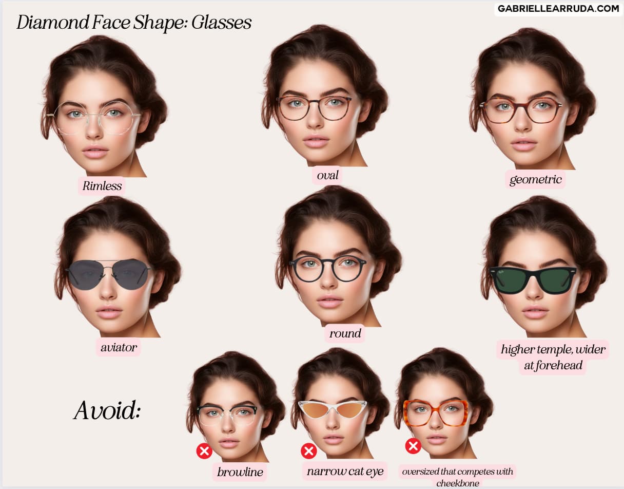 diamond face shape glasses