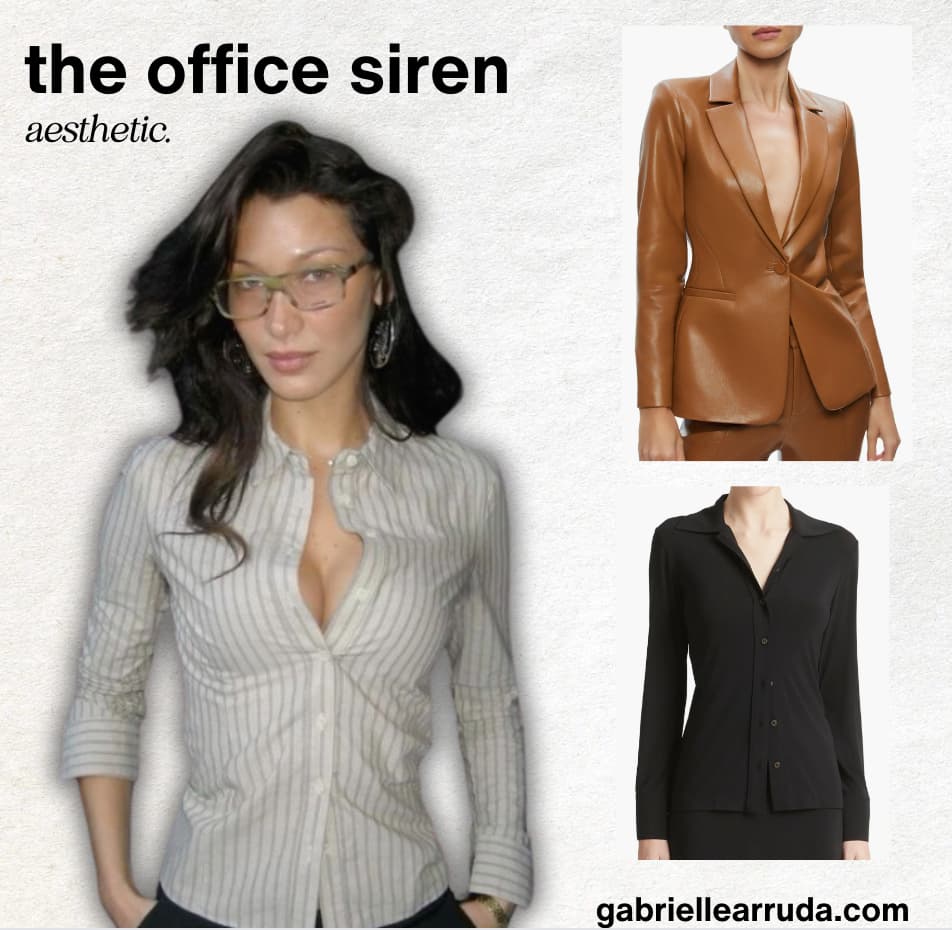 bella hadid in fitted top example for office siren plus 2 more examples
