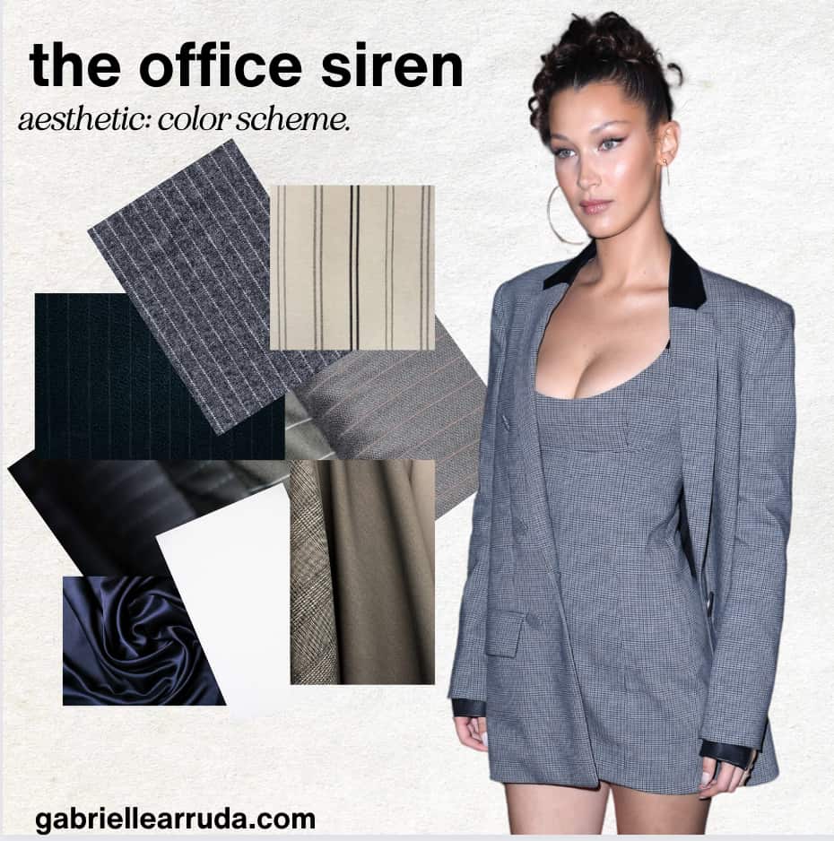office siren color palette with bella hadid example