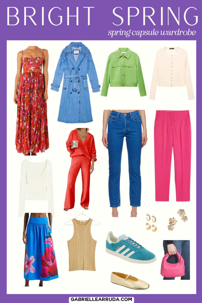 bright spring capsule wardrobe for spring weather