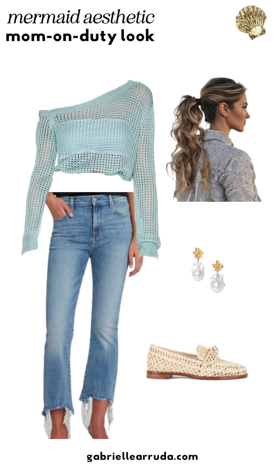 mermaid aesthetic casual jeans outfit idea