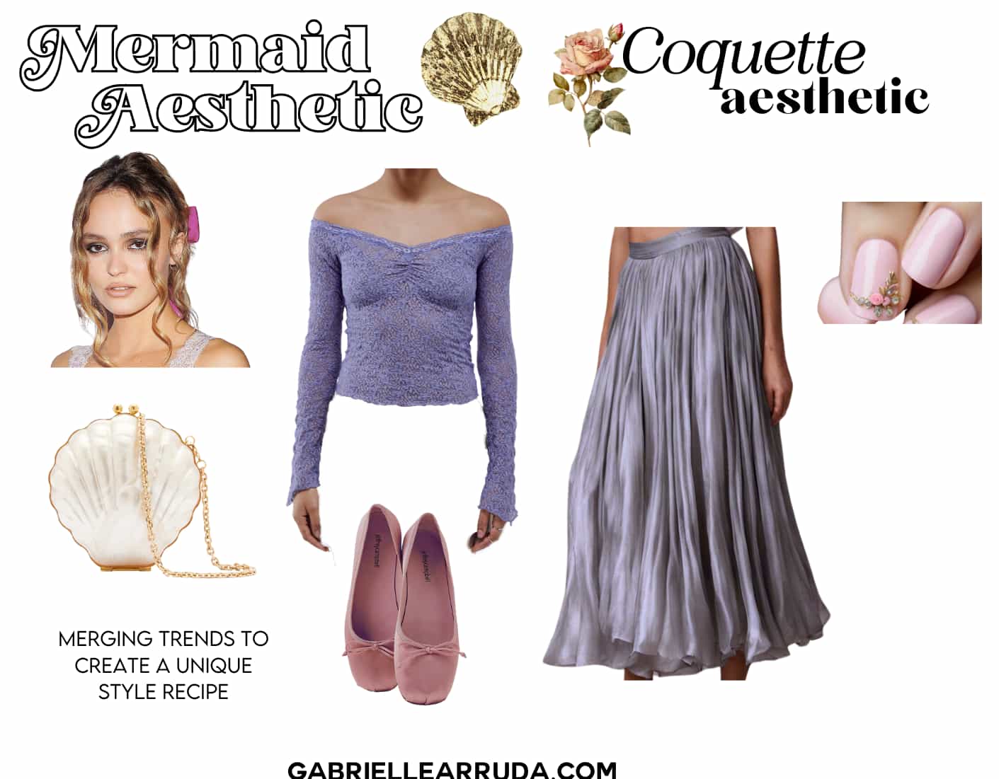 mermaid aesthetic blended with coquette aesthetic
