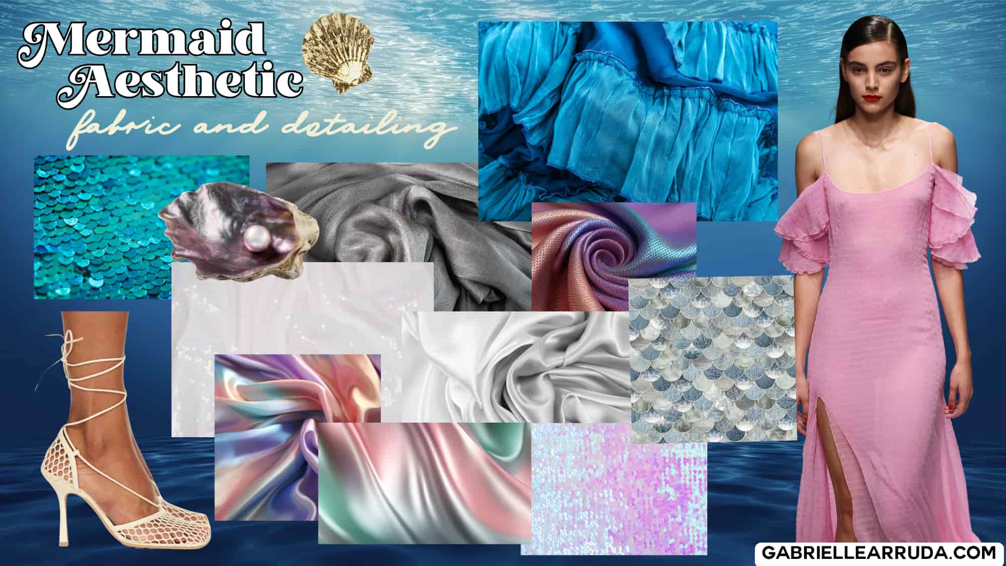 mermaid aesthetic fabric and detailing
