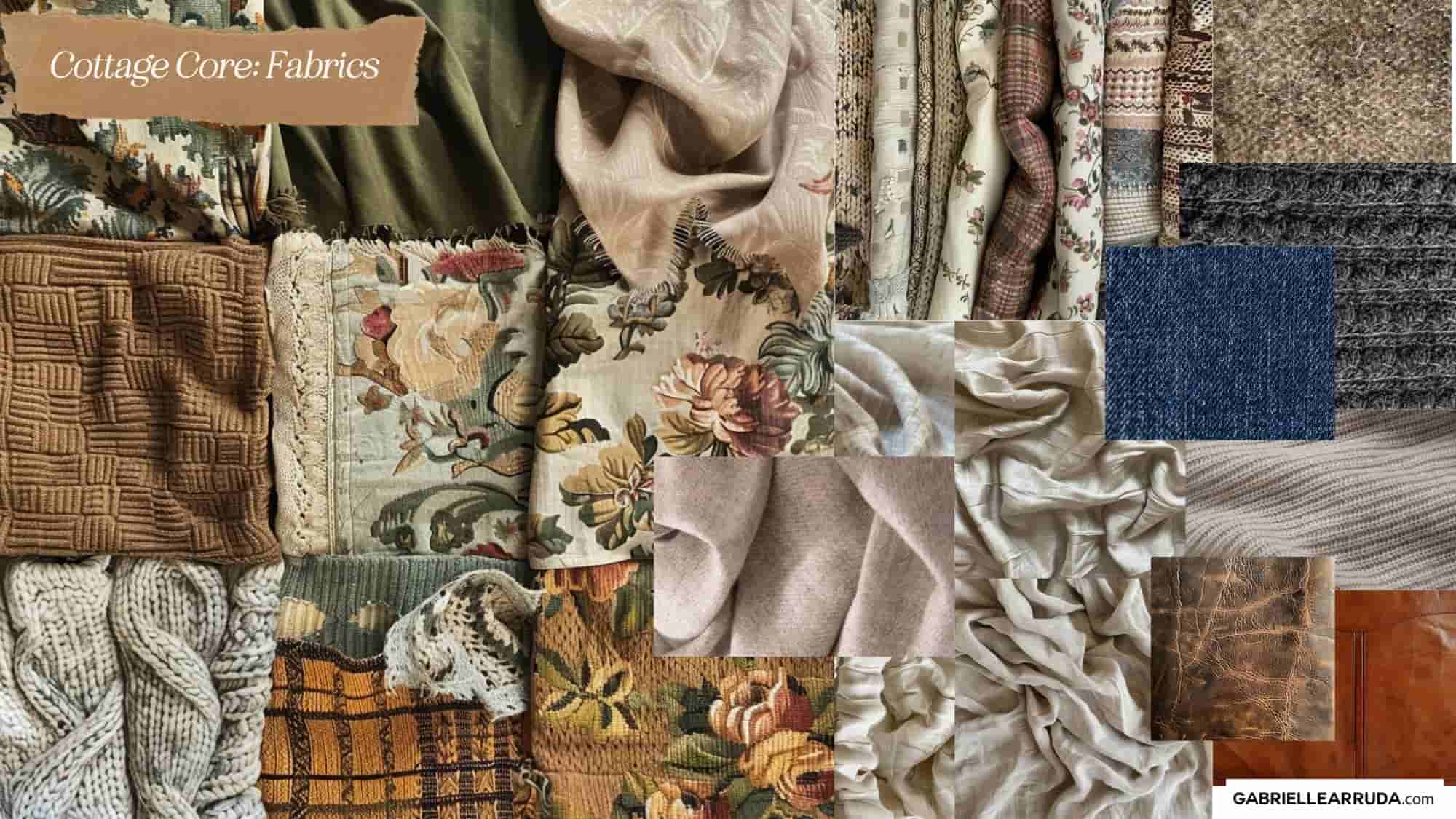 cottage core fabrics collage