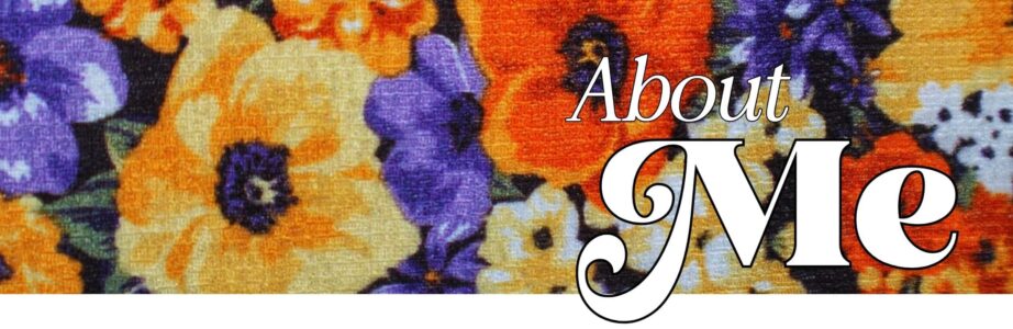 floral background image with words "about me" on it