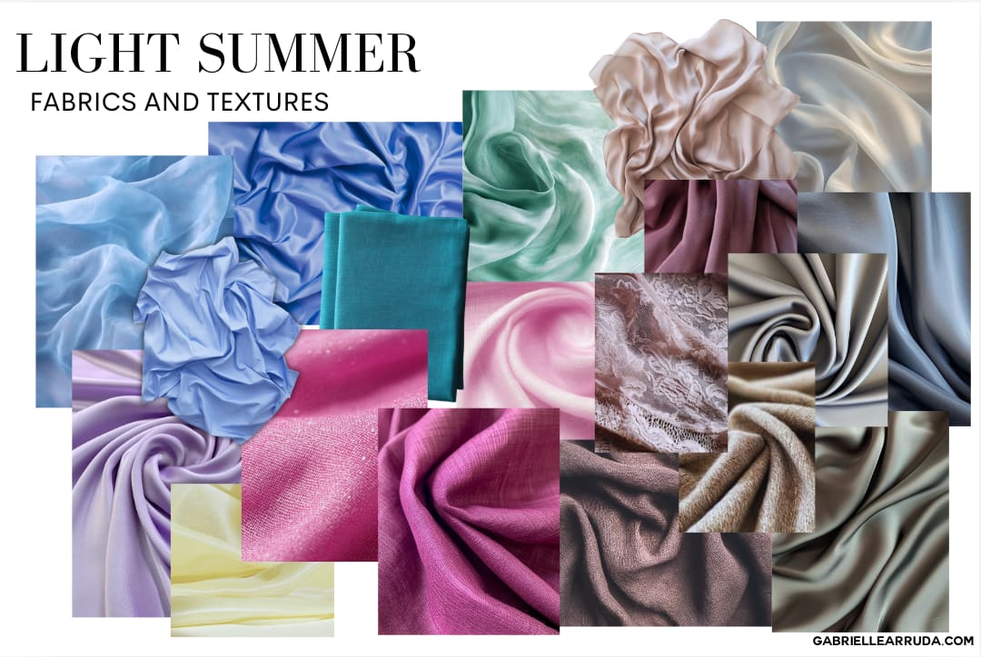 light summer fabric and textures collage