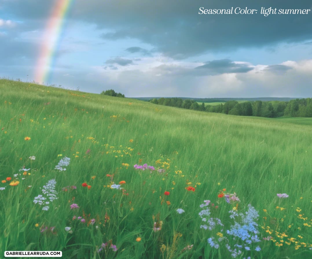 light summer natural landscape field with wildflowers