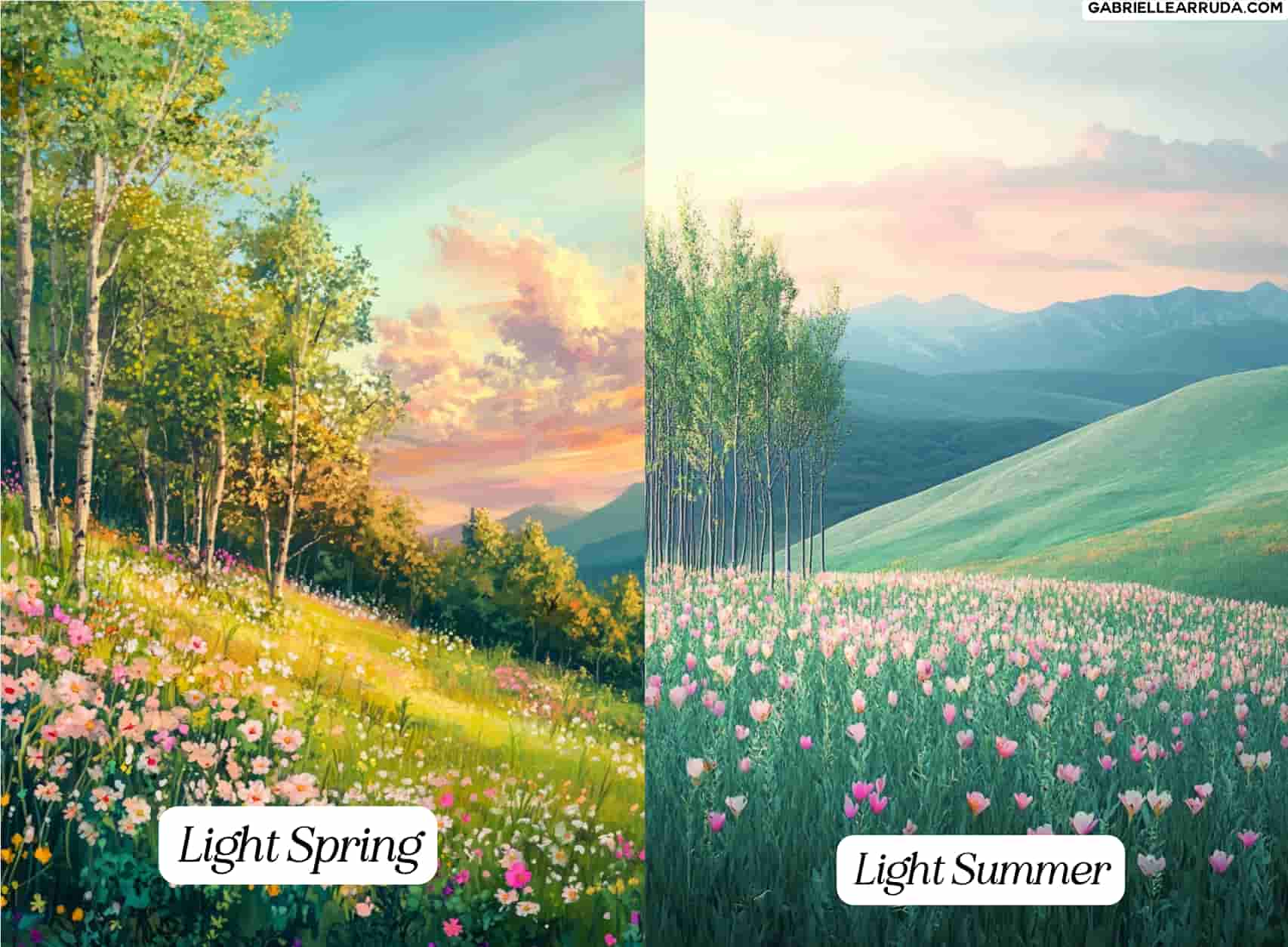light spring versus light summer landscapes